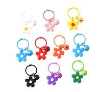 Homoyoyo 10 Llaveros De Campana De Peluche Llaveros De Aro Con Cascabeles Colgantes Bonitos Para Niña Con Flores Y Cascabeles De Goma Suave