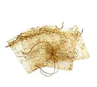 Homoyoyo 100piezas Bolsas de Obsequio de Organza Cordón Unidades Color Dorado para Dulces Joyas y Regalos de Boda