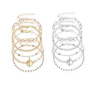 Homoyoyo 10Piezas Bohemia Para Mujer Brazaletes y Ajustables Dorado y Decoración Del Tobillo y Accesorio