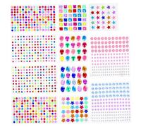 Homoyoyo 11 hojas Pegatinas Faciales de Diamantes Acrílicos Autoadhesivas de Rhinestones Brillantes para Manualidades y Decoración Cara Colores y Surtidas