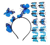 Homoyoyo 11 piezas Diadema y Horquillas con Mariposas Azules Accesorios para Fiesta y Disfraz Mujer Niña