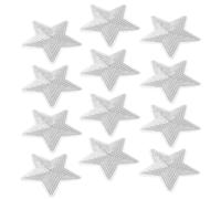 Homoyoyo 12 Parches Termoadhesivos Bordados de Estrella Cinco Puntas Lentejuelas Plateados Apliques Grandes para Coser en Ropa Chaquetas de Plumas Zapatos y Sombreros Decoración DIY