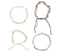 Homoyoyo 1Juego Summer Pearl Shell Beaded Necklace For Women Creative Jewelry Collection Cord Necklaces Cord Bracelets Fashionable Beach Accessories
