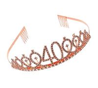 Homoyoyo 1Piezas Tiara de Cumpleaños Vintage con Rhinestones para Mujeres Elegante de Decoración de Fiesta y Cosplay Accesorio de Cabello Rosa Dorado