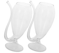 Homoyoyo 2 Copas de Vino de Vidrio Transparentes 170ml Diseño de Pajita Creativa para Cócteles y Barra, Vasos para Beber para Fiestas y Uso en Restaurante