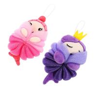 Homoyoyo 2 Esponjas Exfoliantes Infantiles de Pe Diseño de Dibujos Animados para Baño, Eliminan Suciedad Corporal Pueden Colgar, Paquete de 2 Unidades para Niños