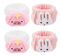 Homoyoyo 2 Pares Muñequeras Impermeables de Felpa para Maquillaje y Lavado Facial, Absorbentes y Suaves, Diseño Encantador para Mujeres y Niñas en Yoga y Cuidado Diario