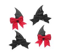Homoyoyo 2 Pares Pinzas Pelo Alas de Murciélago y Lazo para Disfraces de Halloween Accesorios Espeluznantes para Manualidades y Cosplay de Demonio