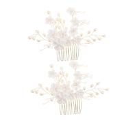 Homoyoyo 2 Pcs Peinetas de Novia Perlas Falsas y Flores Elegantes para Boda, Cómodas y Duraderas para Peinados Formales de Novias y Damas