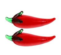 Homoyoyo 2 Piezas Adorno de Pimiento Rojo de Cristal, Mini Pimientos
