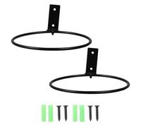 Homoyoyo 2 Piezas Anillo de Soporte de Hierro Negro, Colgador de Pared | Forma Circular, Montaje Fácil en Pared, para Macetas y Muros de Ladrillo, Uso Interior