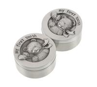 Homoyoyo 2 Piezas Caja para Dientes, Recuerdos y Exhibición, Metal Plata,