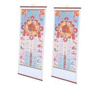 Homoyoyo 2 Piezas Calendario Chino Año del Caballo Colgante Imitación Ratán Decoración Feng Shui Planificación Diaria para Oficina