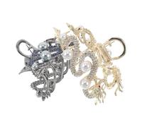 Homoyoyo 2 piezas de Dragón de Metal para Peinados Recogidos Diseño Chino Elegante Firme Sujeción Antideslizante de Azul y Dorado