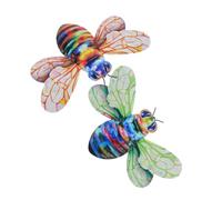 Homoyoyo 2 piezas Decoración de Pared Abeja de Hierro Forjado con Alas Verdes y Naranjas para Jardín y Patio Arte Colgante Colorido para Exteriores Interiores