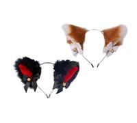 Homoyoyo 2 Piezas Diadema de Pelo de Felpa con Orejas de Gato para Mujeres Accesorio de Fiesta Elegante con Lazo y Cascabel para Celebraciones y Fotografía