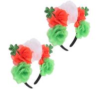 Homoyoyo 2 Piezas Diadema Verde de Tejido de Hoja de Puntas y Rosa para Festival Irlandés, Ligera Brillo Vibrante, Adecuado para Mujeres y Niñas Día Festivo Irlandés