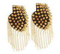 Homoyoyo 2 piezas Epaulettes Metálicas con Borlas y Cadena para Disfraces Accesorios de Hombro con Remaches Decoración Elegante y Ceremonias de Doradas