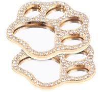 Homoyoyo 2 piezas Espejos con Diseño de Pata de Gato de Cristal Dorado Adornos para Funda Móvil Accesorios Livianos para Maquillaje y Manualidades DIY