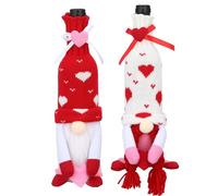 Homoyoyo 2 Piezas Fundas para Botellas de Vino Tinto Diseño Enano Plegable de Acrílico y Algodón PP para Proteger Botellas en Decoración Romántica de San Valentín