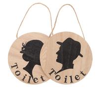 Homoyoyo 2 piezas Letreros de Baño de Madera Señalización Decorativa de Inodoro Americano Carteles para Puertas de Baño para Oficina y Alquileres