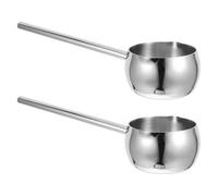 Homoyoyo 2 Piezas Mini Cazo Acero Inoxidable para Calentar Mantequilla y Aceite con Cucharón Diseño Compacto y Resistente para Cocina y Camping