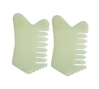 Homoyoyo 2 piezas Peine de Masaje de Jade Natural para Cuerpo y Rostro Herramienta de Raspado y Masaje Relajante para Cuello Espalda Manos y Pies Peine Suave para Cabelludo y Cabello