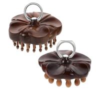 Homoyoyo 2 Piezas Peine Masajeador de Cabelludo de Sándalo Cepillo Manual con Anillo de Dedo Peine de Madera con Dientes Redondos Anchos y para Masaje y Cuidado del Cabello