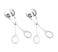 Homoyoyo 2 Piezas Pinzas de Acero Inoxidable, Diámetro 3,5cm | Diseño de Tijera Mango Grande, Superficie Lisa, Orificio para Colgar, para Cocina y Camping