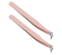 Homoyoyo 2 Piezas Pinzas para Extensiones de Pestañas, Aplicador de Maquillaje de Pestañas, Acero Inoxidable, Punta Fina, Rosa, para Maquillaje y Craft Jewelry Making