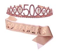 Homoyoyo 2 Piezas Sash de Cumpleaños para Adultos y Niñas Juego y Letra Decoración Elegante Rosa Dorado para Fiesta Especial