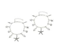 Homoyoyo 2 Piezas Tobillera con estrella de mar con cuentas mujer oro Playa para cadena de tobilleras cadena de tobillo ajustable tobillera femenina joyería aleación