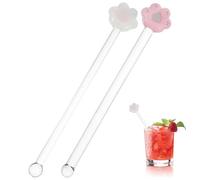 Homoyoyo 2 Piezas Varilla Agitadora de Vidrio Diseño Antideslizante y Mango Largo, Palito para Cócteles y Café Forma Creativa de Pata de Gato para Bartending en Casa