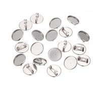 Homoyoyo 20 Piezas Broche Accesorios Pin Base De Broche Imperdibles Alfiler Marcador De Borlas Bricolaje Flor En El Ojal Bisel De Broche Bandejas Acero Inoxidable Silver