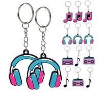 Homoyoyo 20 piezas Llaveros Fiesta Temática Musical PVC Notas y Micrófono Colgantes Decorativos para Cumpleaños y Bolsas