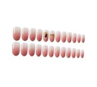 Homoyoyo 24 Uñas Postizas para Mujer con Cobertura Completa, Longitud Media, Color Rosa Púrpura con Brillo Tipo Gema, 24 Piezas para Manicura Profesional y Decoración Elegante