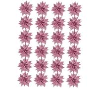 Homoyoyo 24Pcs Flores Artificiales De Poinsettia Blancas y Rosas para Decoración De Árbol De Navidad 10Cm - Adornos Elegantes De Doble Capa para Guirnalda y Áreas Festivas
