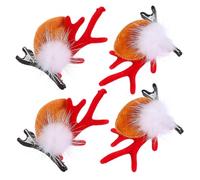 Homoyoyo 2pares Horquilla de Asta Navideña y Bola de Pelo Accesorios Cabello Pinzas para Astas de Alce de Pinzas Pelo para Usar Fiestas de Navidad