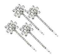 Homoyoyo 2pares Pinzas De Pelo Con Flores De Diamantes De Imitación De Horquillas Plateadas Para Mujeres y Niñas Accesorios Elegantes Para Bodas y Fiestas