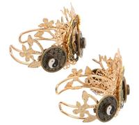 Homoyoyo 2piezas Adorno Cabello de Tai Chi Tocado Retro de Hanfu Horquilla de Moño Antigua Accesorio Asiático para Hombres y Mujeres