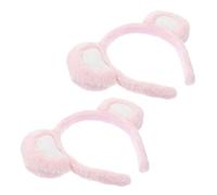 Homoyoyo 2piezas Diadema Peluda Con Orejas De Oso Cinta Para Cabello Suave y Cómoda Accesorio Para Fiesta y Uso Diario De Unidades Rosa y Blanco Para Maquillaje y Lavado De Cara