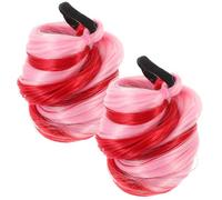 Homoyoyo 2piezas Extensiones De De Caballo De Colores Para Niñas Extensiones De Cabello Postizo Rizado Para Fiestas y Celebraciones