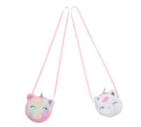 Homoyoyo 2piezas Monedero de Unicornio Tipo Bandolera de Peluche Bolso Cruzado para Artículos Diversos para Viajes al Aire y Uso Diario Pequeño para Niñas
