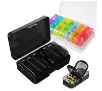 Homoyoyo 2piezas Pastillero Organizador Semanal Diario de Portátil para Viajes Compartimentos para Días para Organizador de Tabletas Médicas