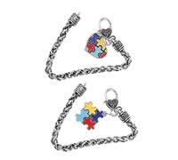 Homoyoyo 2piezas Pulsera De Rompecabezas Para Adultos Autismo Diseño Geométrico Cadena De Mano Dijes De Concienciación Autismo Pulsera De Moda