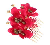 Homoyoyo 2piezas Tocado De Boda Flores Rojas Pinzas Pelo Luau Peineta De Novia Rosas Artificiales Complementos Decorativos Para Sesión De Fotos Adornos Pelo Boda