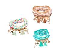 Homoyoyo 3 Juegos De Pulseras Bohemias Joyería Bohemia Adornos De Perlas De Colores Accesorios De Perlas De Colores Elegante Adorno De Muñeca Joyería De Muñeca Cadena De Perlas De