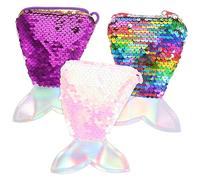 Homoyoyo 3 Monederos De Sirena para Bebé Monedero De Sirena para Niña Bolso De Mano De Sirenita Monedero Pequeño De Sirena con Lentejuelas Y Dibujos Animados Bolso Compacto con