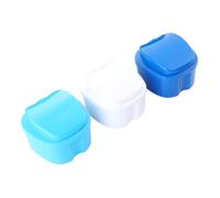 Homoyoyo 3 piezas Caja para Dentaduras Unidades Estuche Resistente para Guardar Prótesis y Protectores Bucales Colores Blanco y Azul Higiene Diaria
