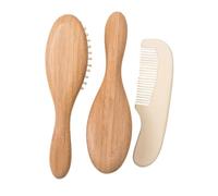 Homoyoyo 3 piezas Cepillo y Peine para Niña Cerdas Suaves de Lana Natural Herramienta de Limpieza y Masaje para Cuidado Higiene del Recién Nacido Kit Duradero y Cómodo para Cabelludo